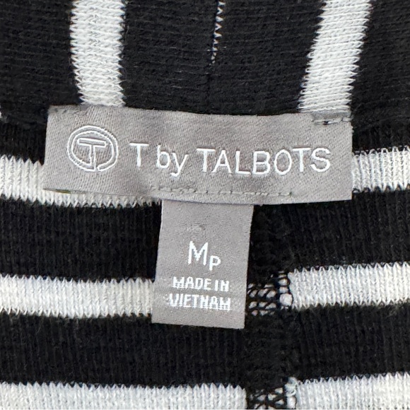 T by Talbots Striped Cardigan Women’s MP Black White Open Front Pockets - Picture 3 of 5